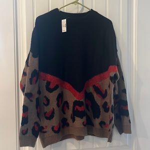 Black with leopard accents sweater